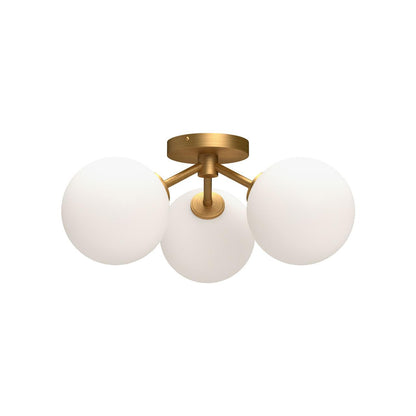 Alora Lighting Cassia Semi Flush Mount Aged Gold, Opal Matte Glass