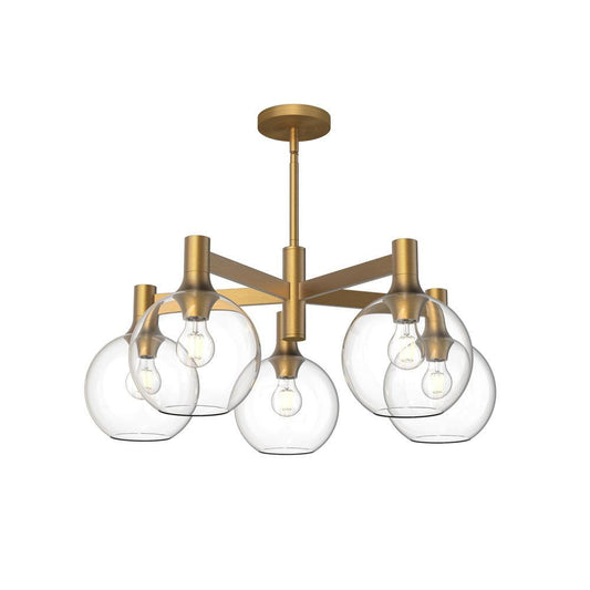 Alora Lighting Castilla 5 Light Chandelier Aged Gold, Clear Glass