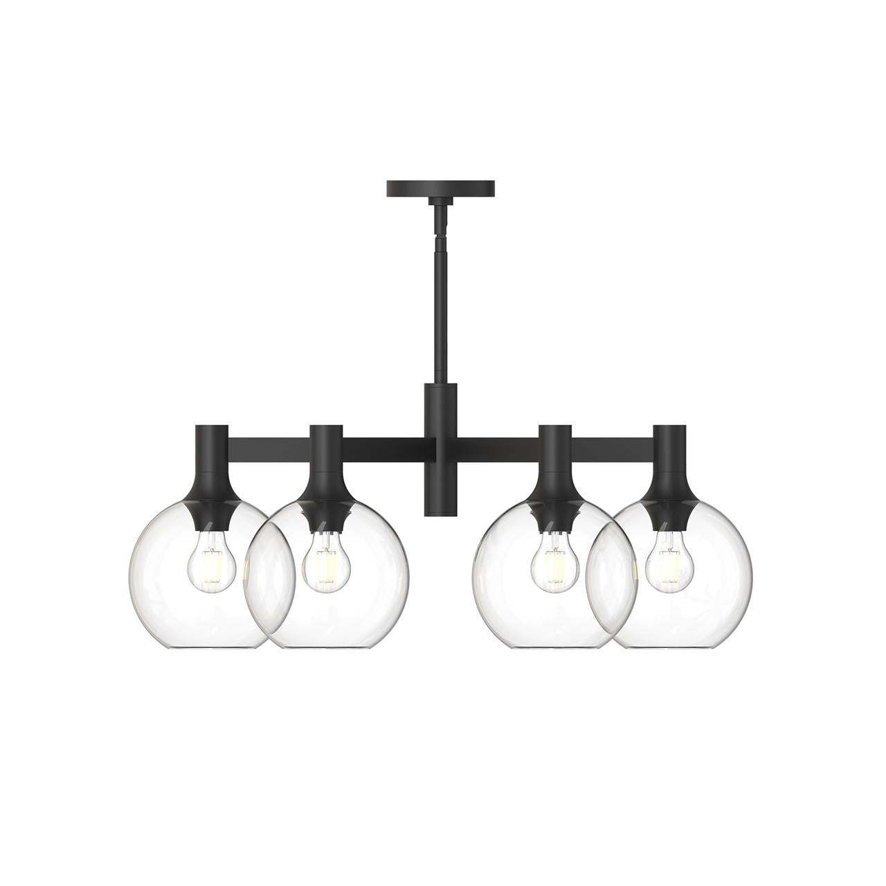 Alora Lighting Castilla Chandelier, 6-Light, Matte Black, Clear Glass, 29.5"D