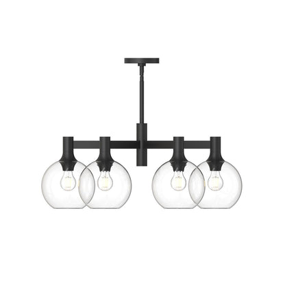 Alora Lighting Castilla Chandelier, 6-Light, Matte Black, Clear Glass, 29.5"D