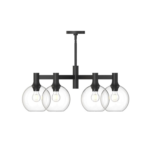 Alora Lighting Castilla Chandelier, 6-Light, Matte Black, Clear Glass, 29.5"D