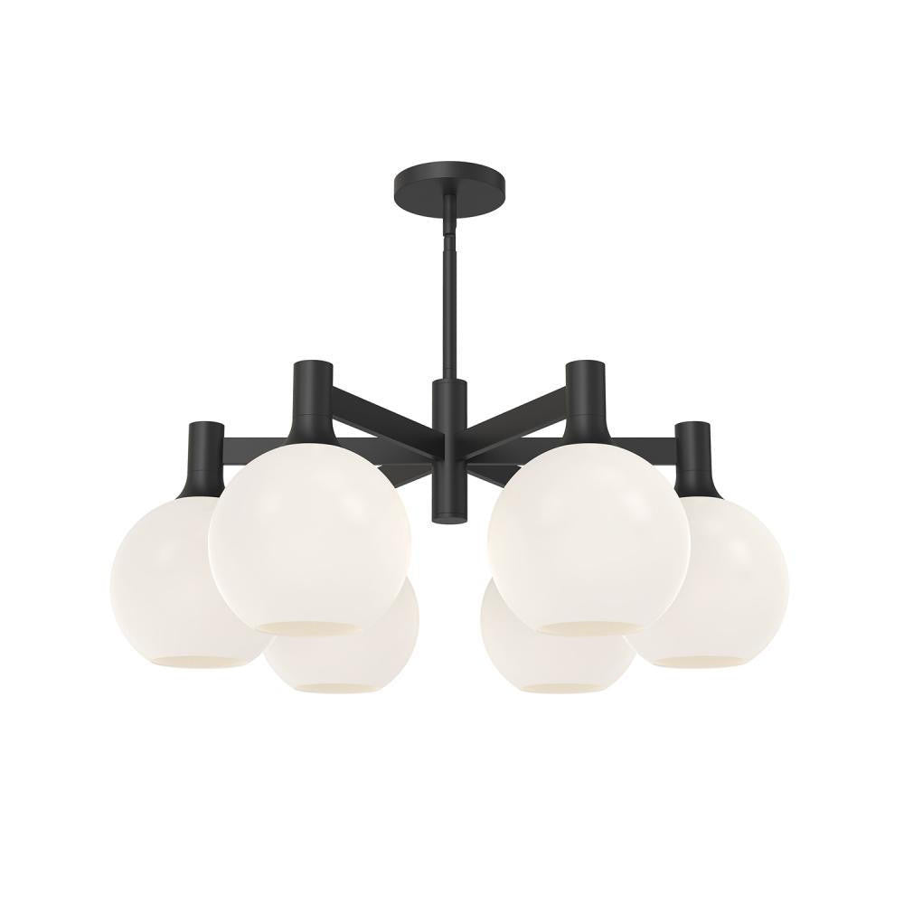Alora Lighting Castilla Chandelier, 6-Light, Matte Black, Opal Matte Glass, 29.5"D (CH506230MBOP 706TTKA)