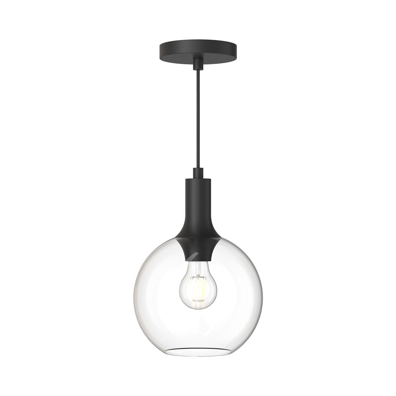 Alora Lighting Castilla Pendant, 1-Light, Matte Black, Clear Glass, 11.13"H