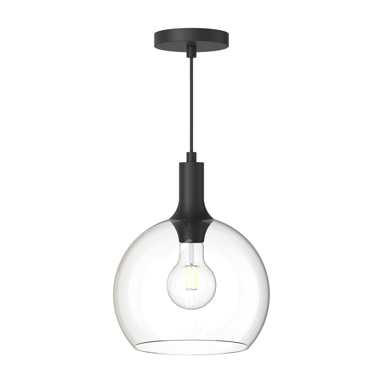 Alora Lighting Castilla Pendant, 1-Light, Matte Black, Clear Glass, 12.5"H