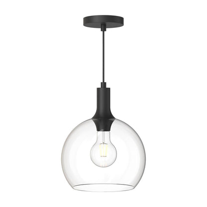 Alora Lighting Castilla Pendant, 1-Light, Matte Black, Clear Glass, 12.5"H