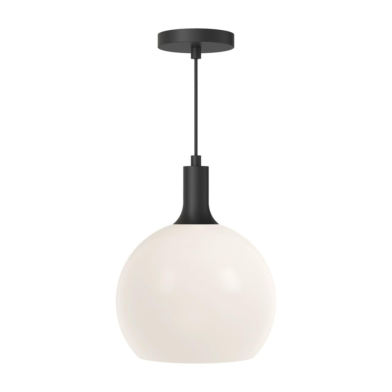 Alora Lighting Castilla Pendant, 1-Light, Matte Black, Opal Matte Glass, 12.5"H