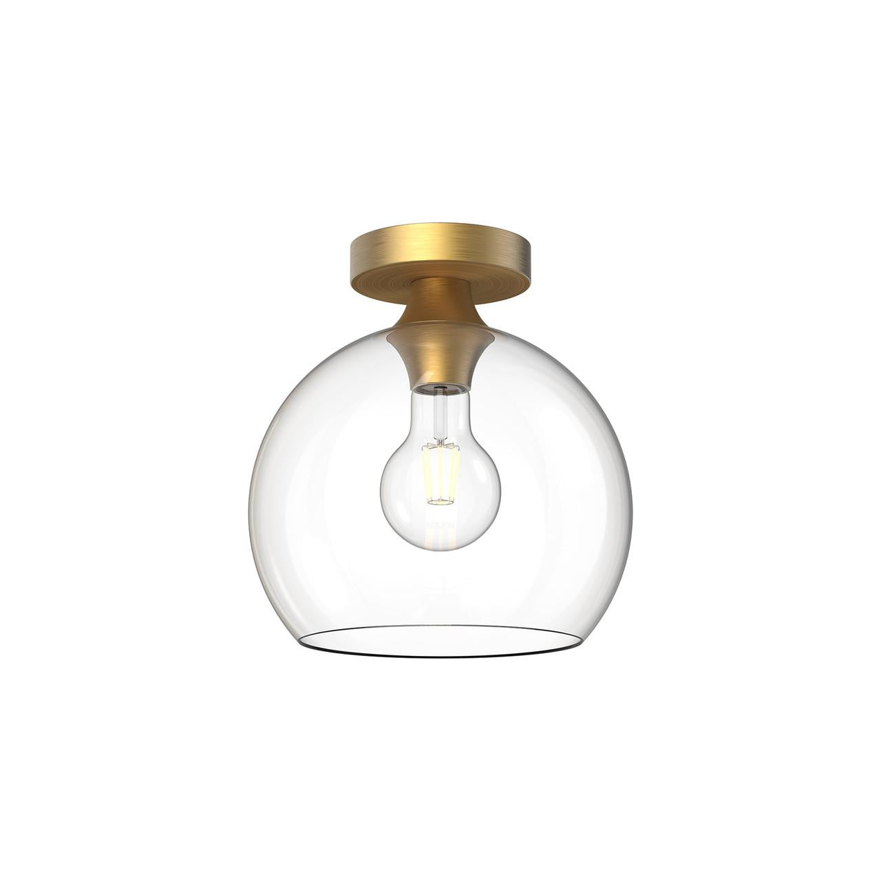 Alora Lighting Castilla 1 Light Flush Mount Aged Gold, Clear Glass