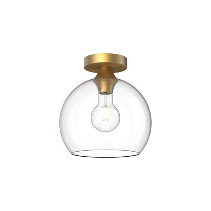 Alora Lighting Castilla 1 Light Flush Mount Aged Gold, Clear Glass