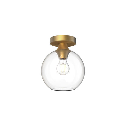 Alora Lighting Castilla 1 Light Flush Mount Aged Gold, Clear Glass