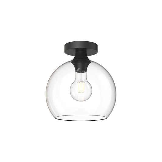 Alora Lighting Castilla Semi-Flush Mount, 1-Light, Matte Black, Clear Glass, 10.5"H