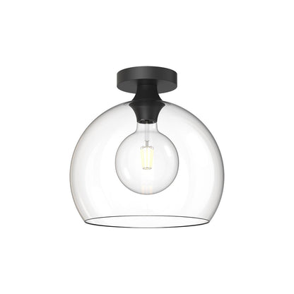 Alora Lighting Castilla Semi-Flush Mount, 1-Light, Matte Black, Clear Glass, 11.88"D