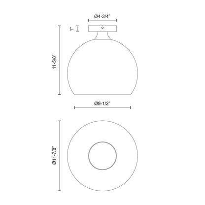 Alora Lighting Castilla Semi-Flush Mount, 1-Light, Matte Black, Opal Matte Glass, 11.88"D
