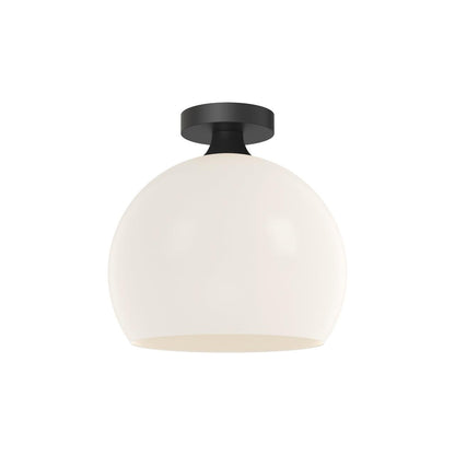 Alora Lighting Castilla Semi-Flush Mount, 1-Light, Matte Black, Opal Matte Glass, 11.88"D