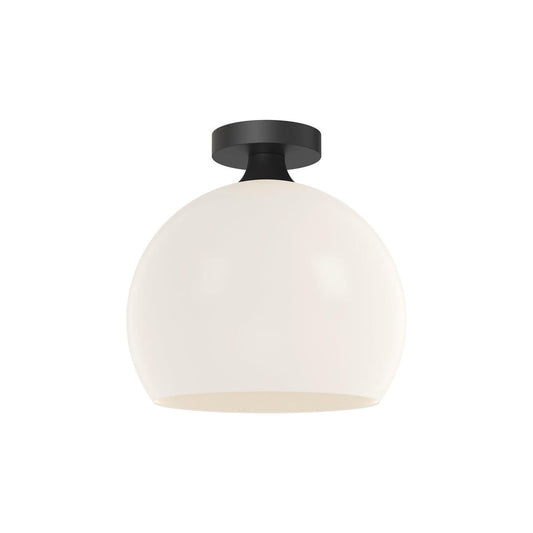 Alora Lighting Castilla Semi-Flush Mount, 1-Light, Matte Black, Opal Matte Glass, 11.88"D