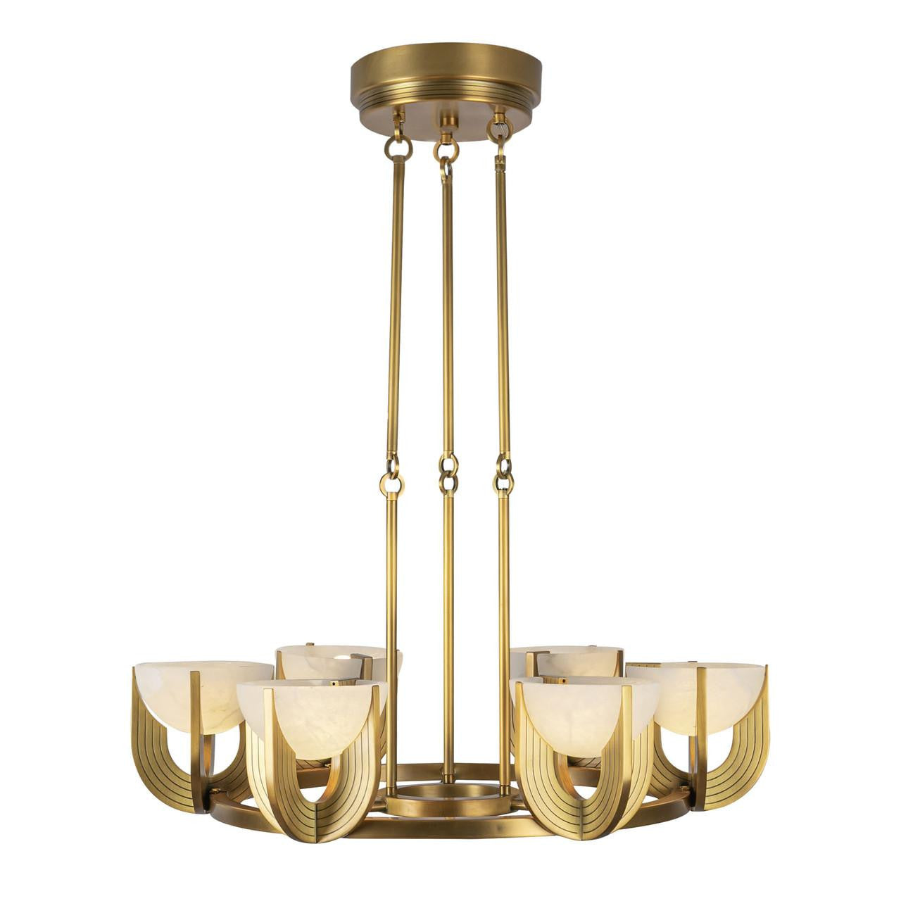 Alora Lighting Colette 27-in Vintage Brass/Alabaster LED Chandelier