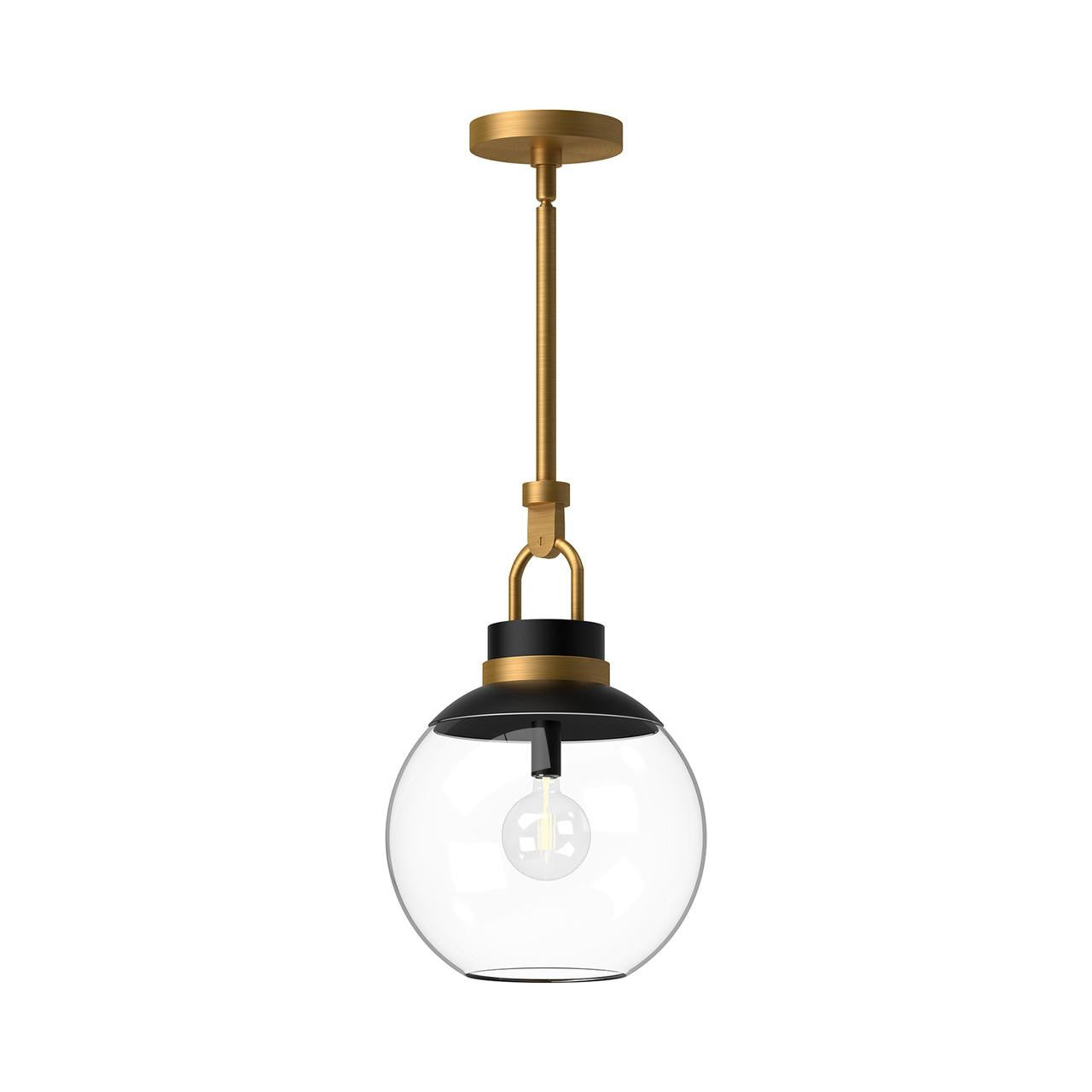 Alora Lighting Copperfield 12-in Pendant Aged Gold, Clear Glass