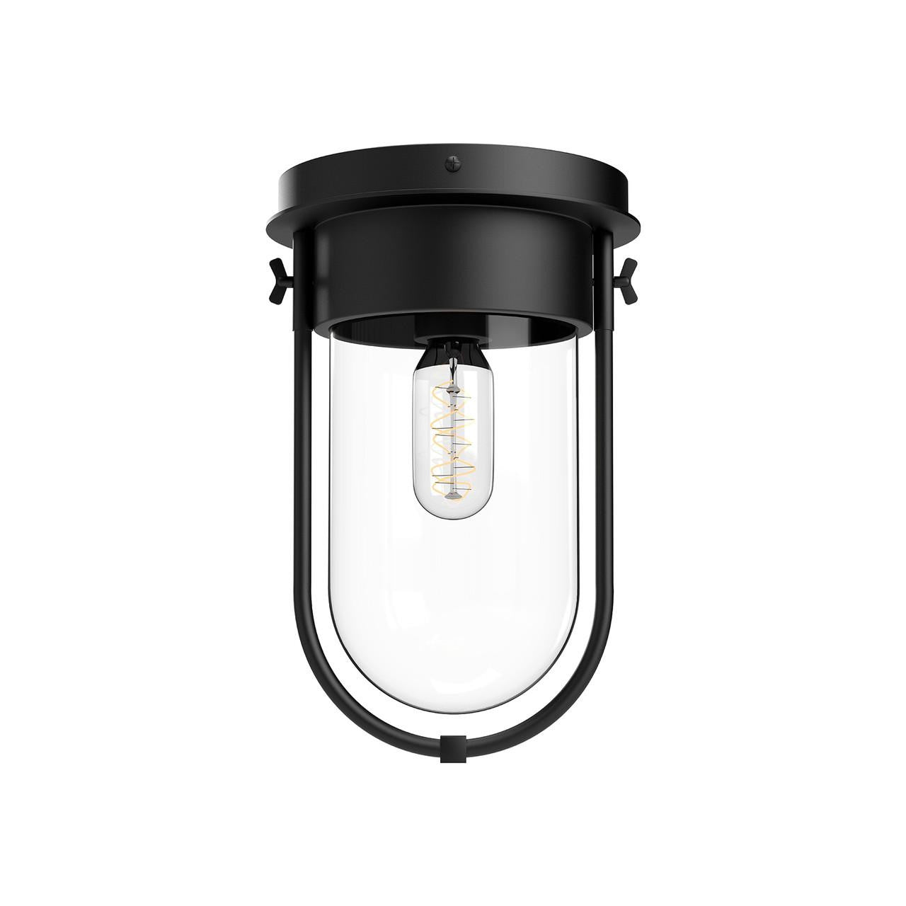 Alora Lighting Cyrus Flush Mount, 1-Light, Matte Black, Clear Glass, 11.5"H