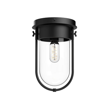 Alora Lighting Cyrus Flush Mount, 1-Light, Matte Black, Clear Glass, 11.5"H
