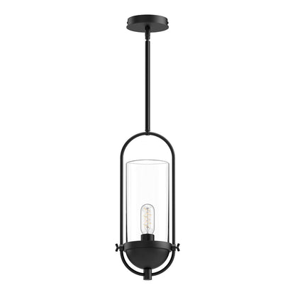 Alora Lighting Cyrus Pendant, 1-Light, Matte Black, Clear Glass, 17.63"H