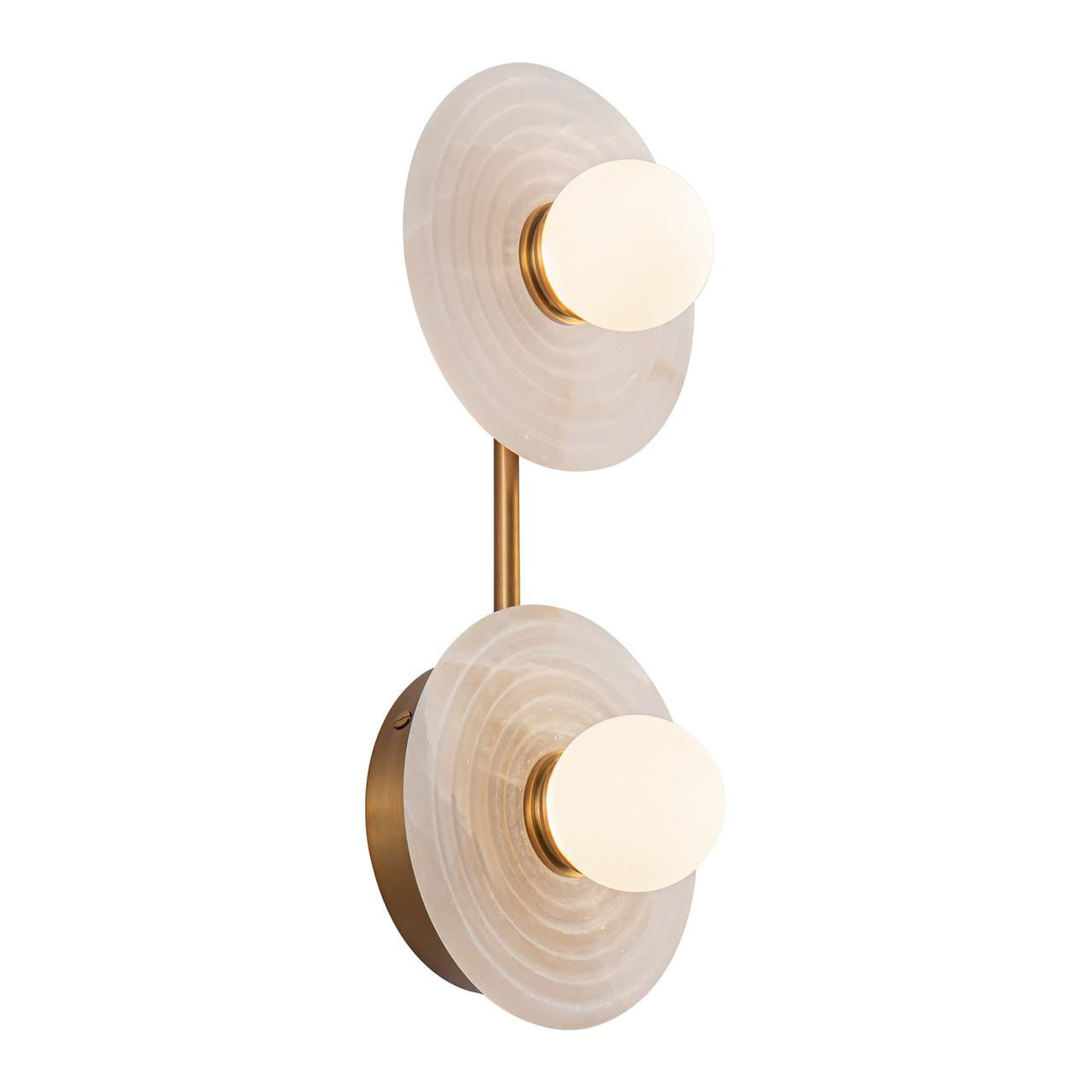 Alora Lighting Dahlia Wall/Vanity Light, 14-Light, LED, Vintage Brass, Alabaster, 13.75"H