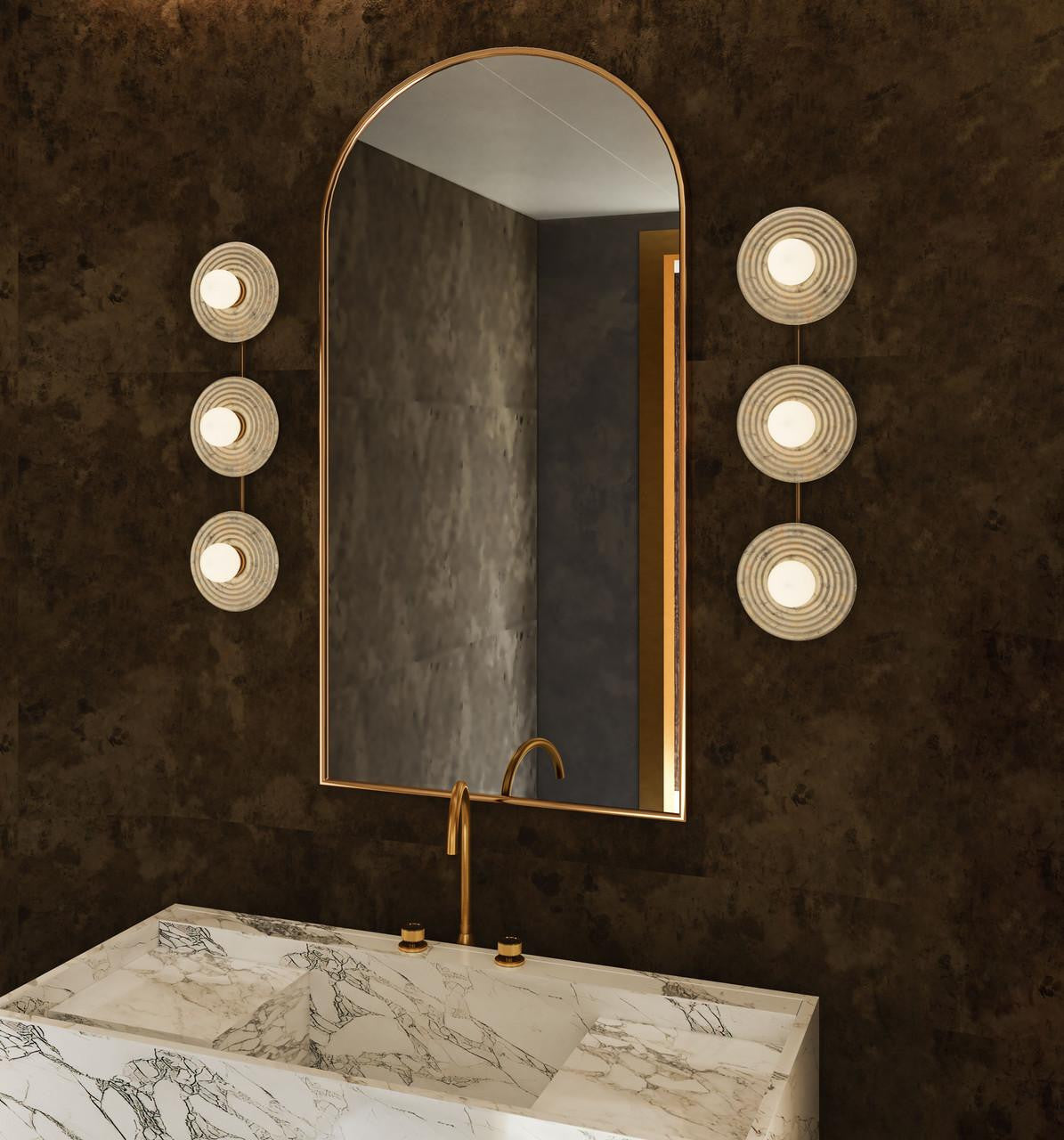 Alora Lighting Dahlia Wall/Vanity Light, 14-Light, LED, Vintage Brass, Alabaster, 21.63"H