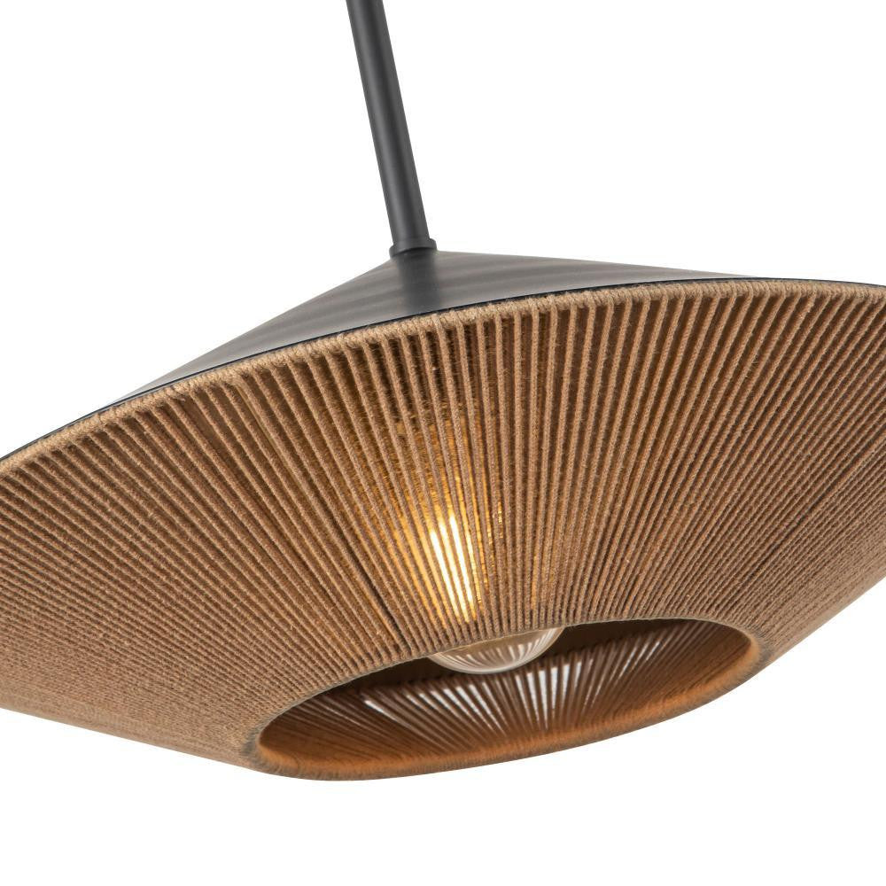 Alora Lighting Daphne 15-in Matte Black/Brown Cotton Rope 1 Light Pendant