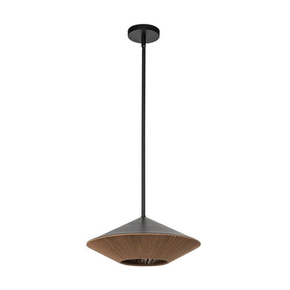 Alora Lighting Daphne 15-in Matte Black/Brown Cotton Rope 1 Light Pendant