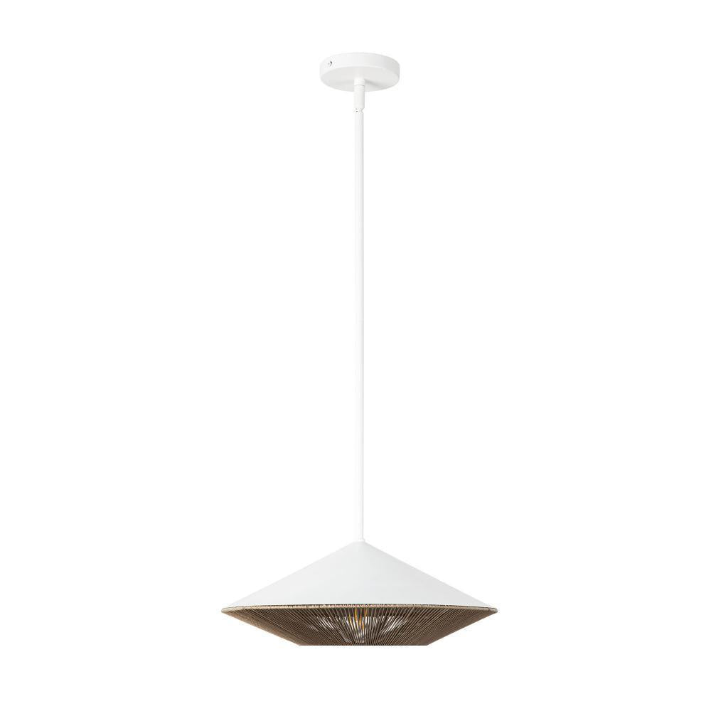 Alora Lighting Daphne 15-in White/Brown Cotton Rope 1 Light Pendant