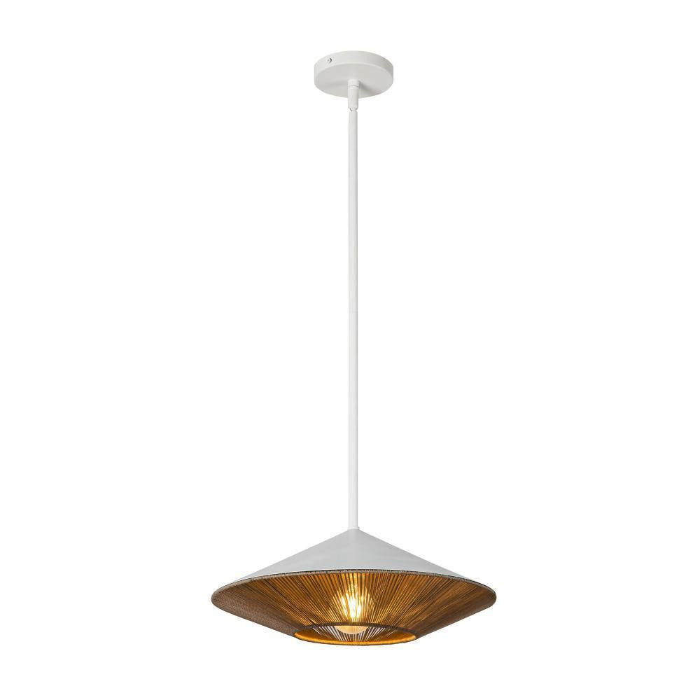 Alora Lighting Daphne 15-in White/Brown Cotton Rope 1 Light Pendant