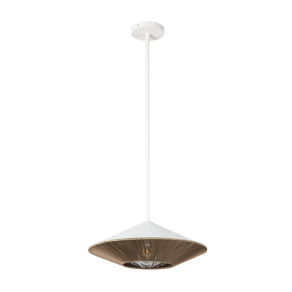 Alora Lighting Daphne 15-in White/Brown Cotton Rope 1 Light Pendant