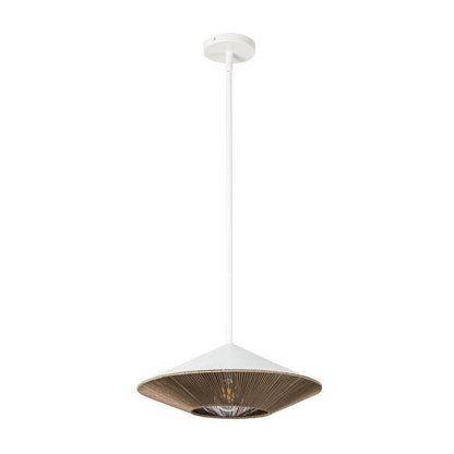 Alora Lighting Daphne 15-in White/Brown Cotton Rope 1 Light Pendant