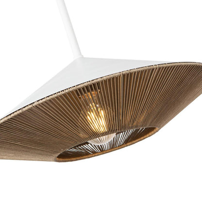 Alora Lighting Daphne 15-in White/Brown Cotton Rope 1 Light Pendant