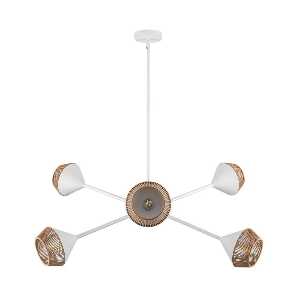 Alora Lighting Daphne 38-in White/Brown Cotton Rope 6 Lights Chandelier