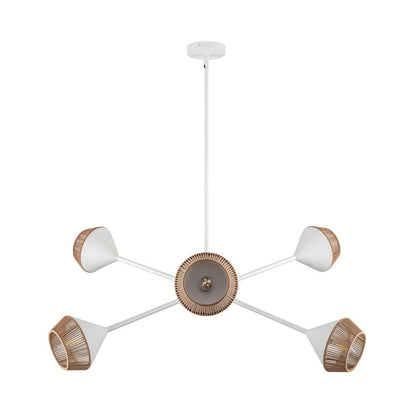 Alora Lighting Daphne 38-in White/Brown Cotton Rope 6 Lights Chandelier