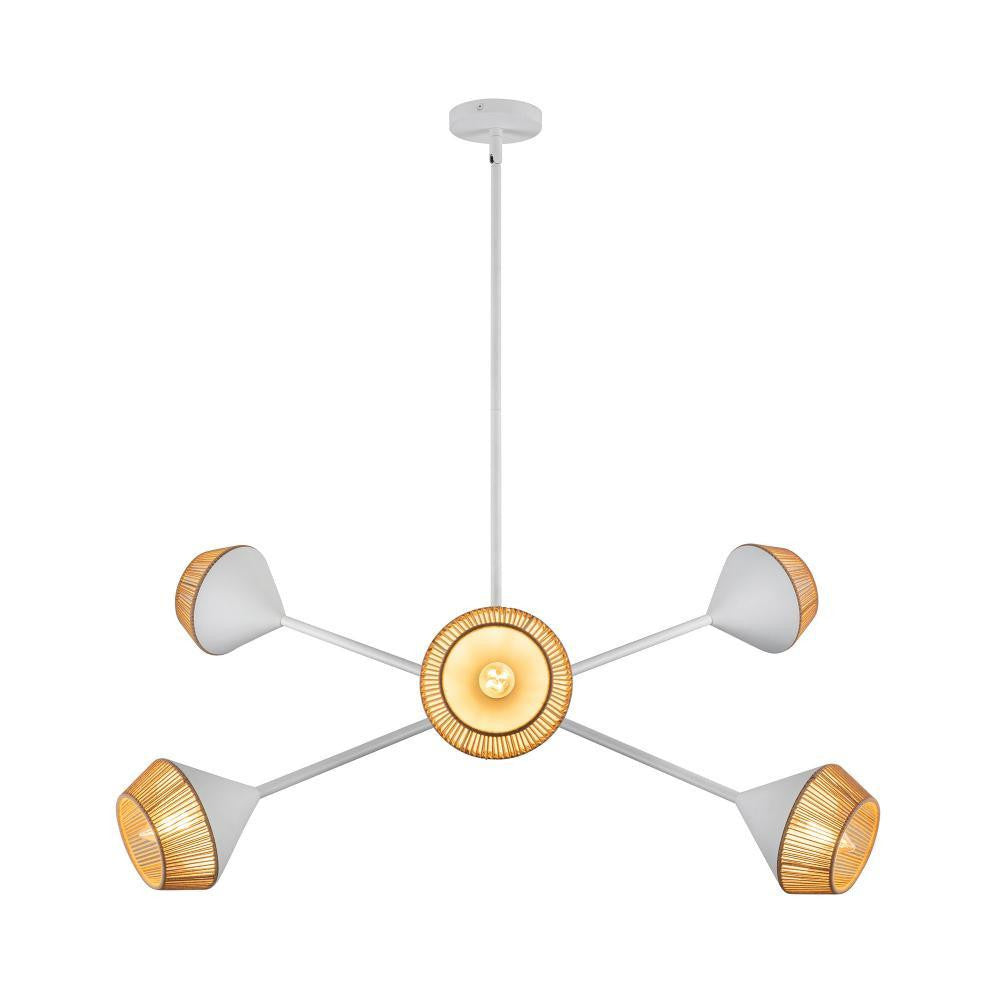 Alora Lighting Daphne 38-in White/Brown Cotton Rope 6 Lights Chandelier