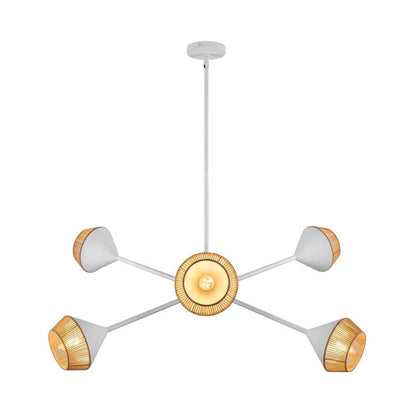 Alora Lighting Daphne 38-in White/Brown Cotton Rope 6 Lights Chandelier
