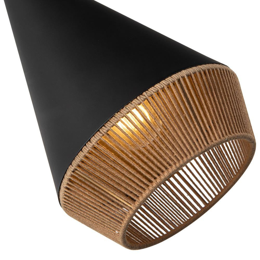 Alora Lighting Daphne 7-in Matte Black/Brown Cotton Rope 1 Light Pendant