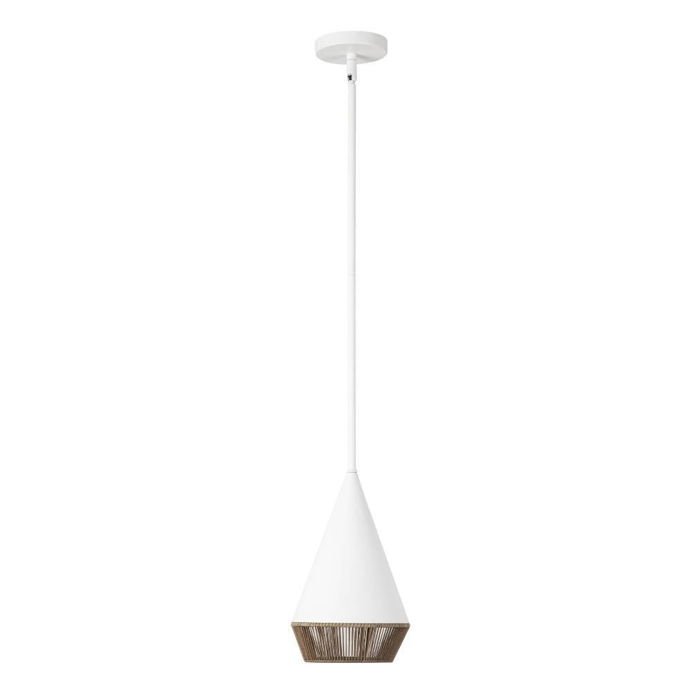 Alora Lighting Daphne 7-in White/Brown Cotton Rope 1 Light Pendant