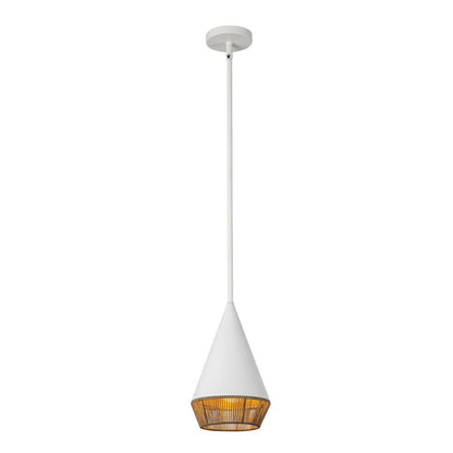 Alora Lighting Daphne 7-in White/Brown Cotton Rope 1 Light Pendant