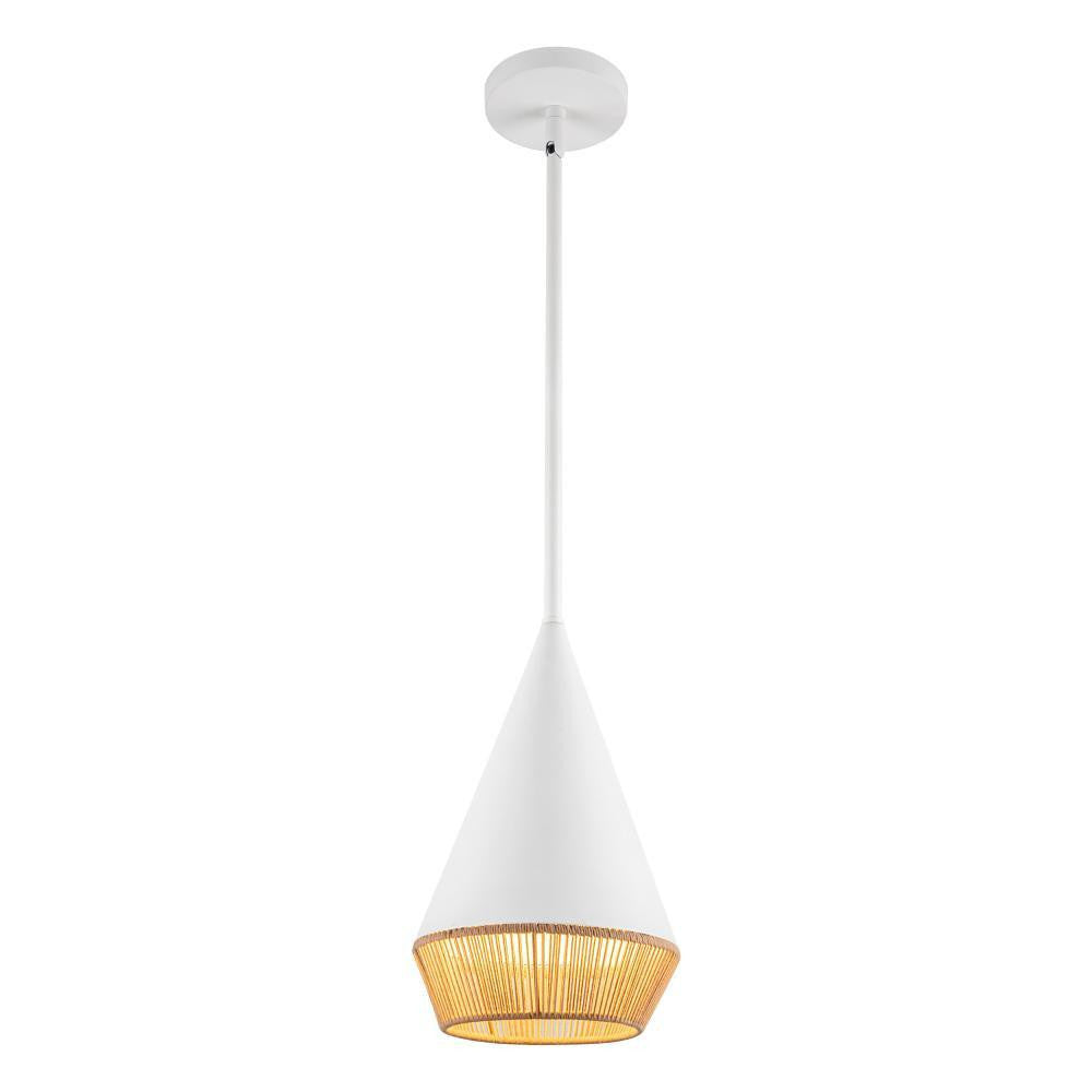 Alora Lighting Daphne 7-in White/Brown Cotton Rope 1 Light Pendant