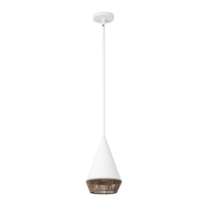 Alora Lighting Daphne 7-in White/Brown Cotton Rope 1 Light Pendant