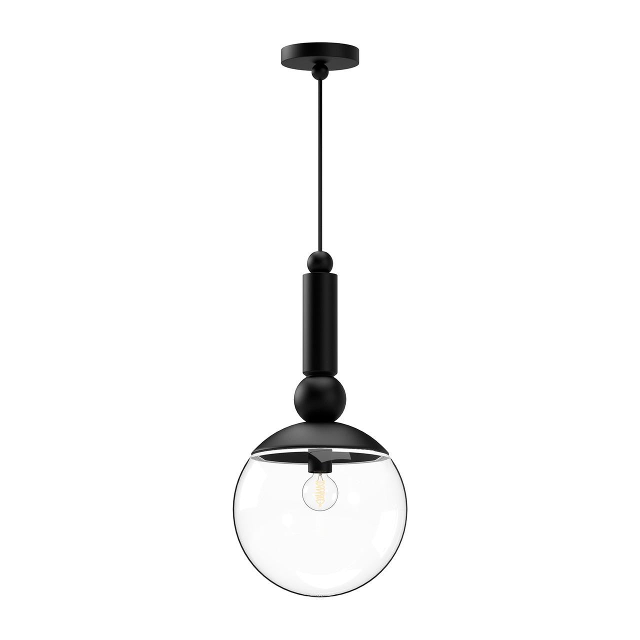 Alora Lighting Delilah Pendant, 1-Light, Matte Black, Clear Glass, 20.25"H