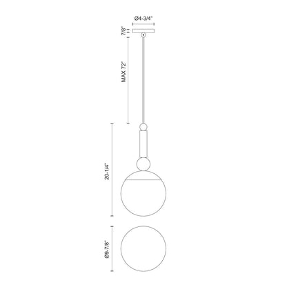 Alora Lighting Delilah Pendant, 1-Light, Matte Black, Clear Glass, 20.25"H