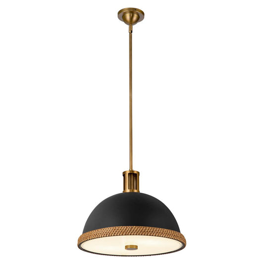Alora Lighting Doral 2 Light Pendant Vintage Brass, Matte Black