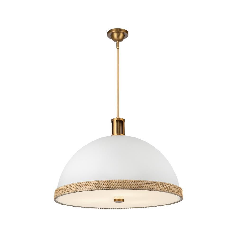 Alora Lighting Doral Pendant, 3-Light, Matte White, Vintage Brass, 24.25"D (PD331024MWVB 7072WL9)