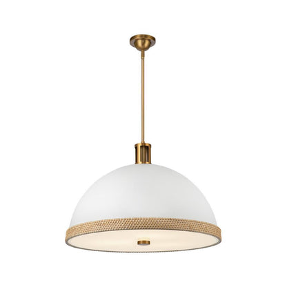 Alora Lighting Doral Pendant, 3-Light, Matte White, Vintage Brass, 24.25"D (PD331024MWVB 7072WL9)