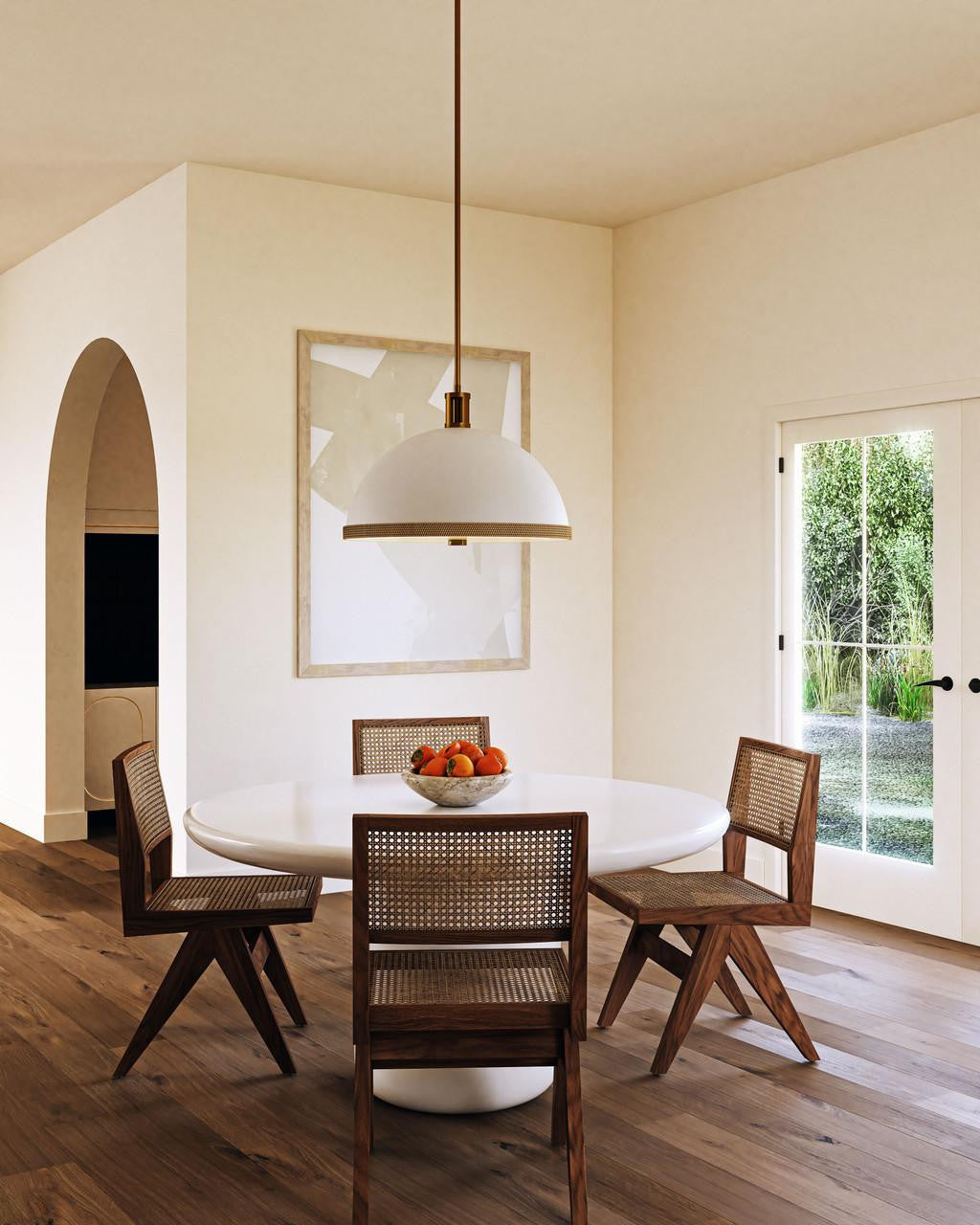 Alora Lighting Doral Pendant, 3-Light, Matte White, Vintage Brass, 24.25"D