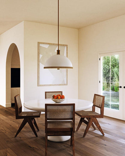 Alora Lighting Doral Pendant, 3-Light, Matte White, Vintage Brass, 24.25"D