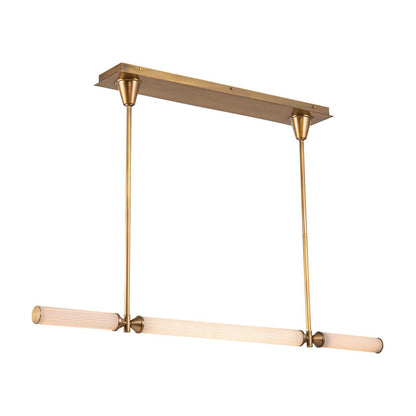 Alora Lighting Edwin Pendant, 42-Light, LED, Vintage Brass, Frosted Ribbed Glass, 47.88"L