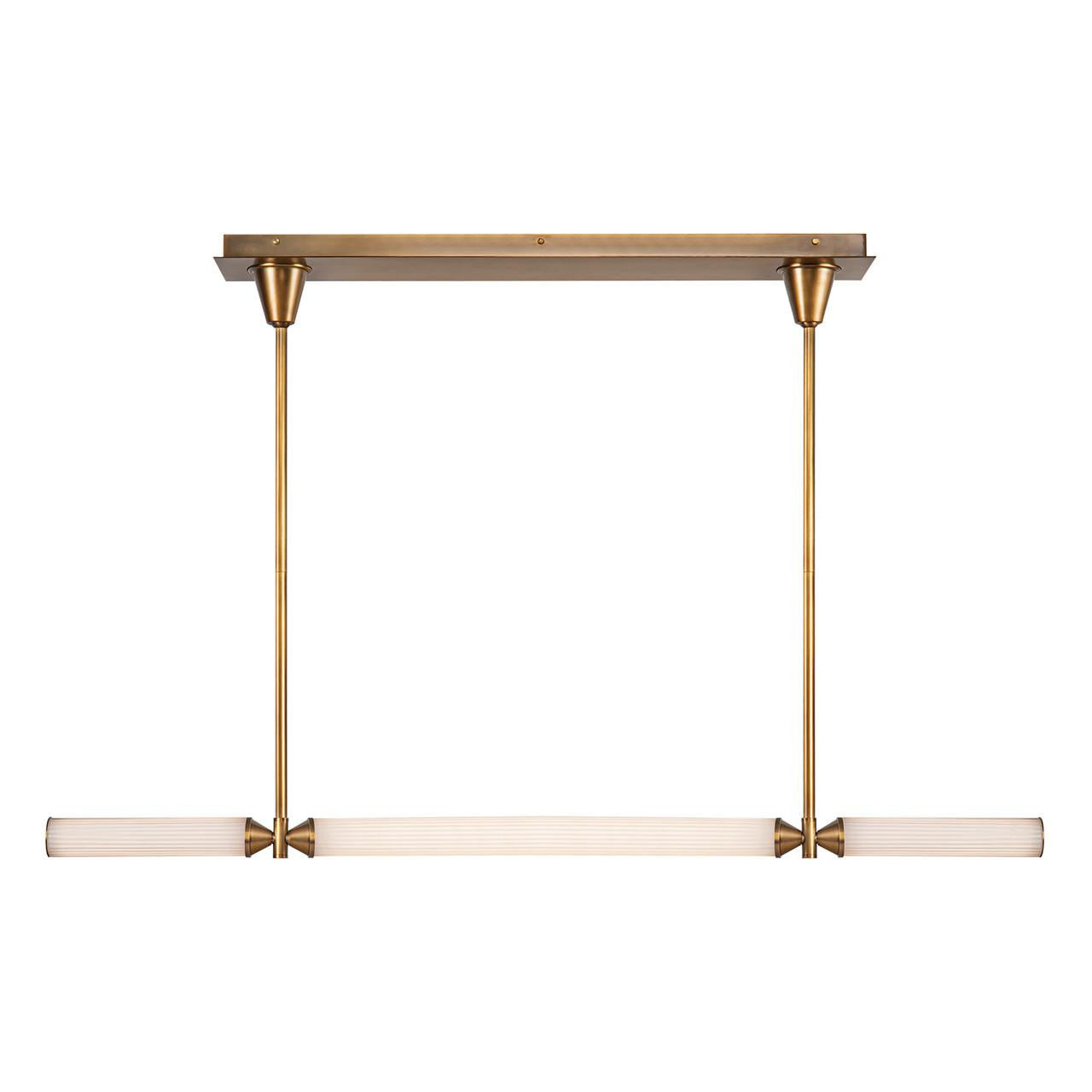 Alora Lighting Edwin Pendant, 42-Light, LED, Vintage Brass, Frosted Ribbed Glass, 47.88"L